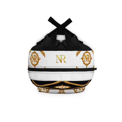 Monogram Compass Pattern Backpack — Luxe Black & Gold Nautical Design Printify