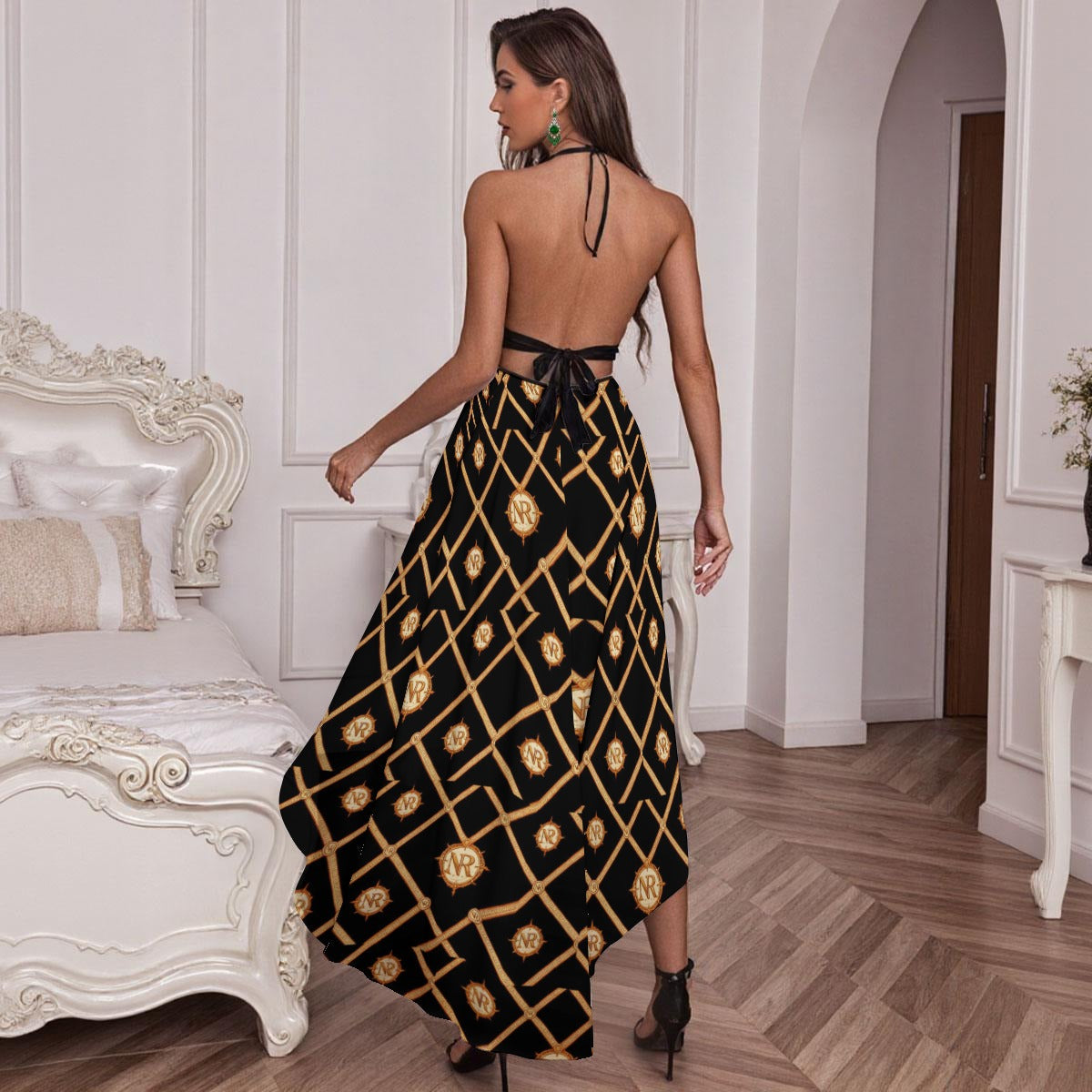 All-Over Print Women’s Elegant Mesh Lace Evening Dress Yoycol