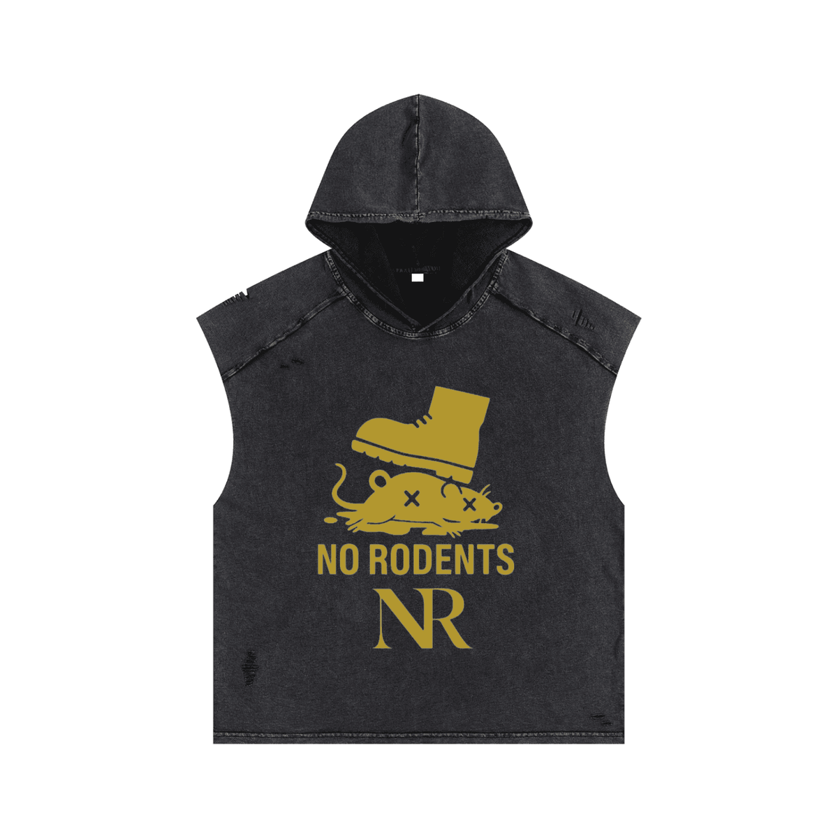NRVSnow Washed Boxy Hooded Tank Top in heather grey, front view