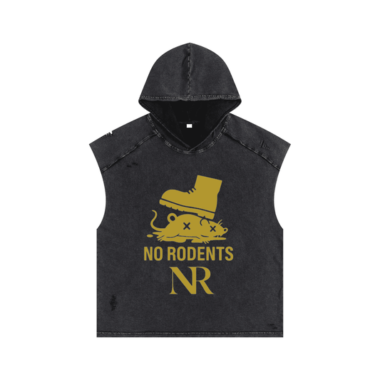 NRVSnow Washed Boxy Hooded Tank Top in heather grey, front view