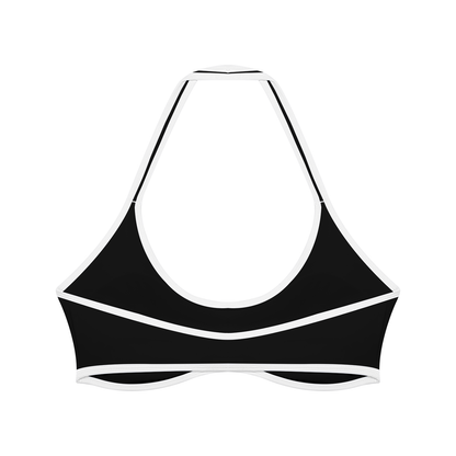 Women's NO RODENTS halter sports bra with color block design