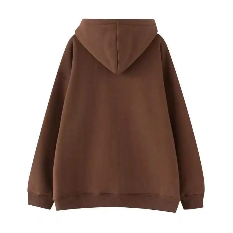 Oversized Hoodie Women Men  Thick Fleece Zip Up Sweatshirt Unisex Plain Color Loose Fit Casual Pullover M-5XL Cotton Loungewear NO RODENTS LUXURY