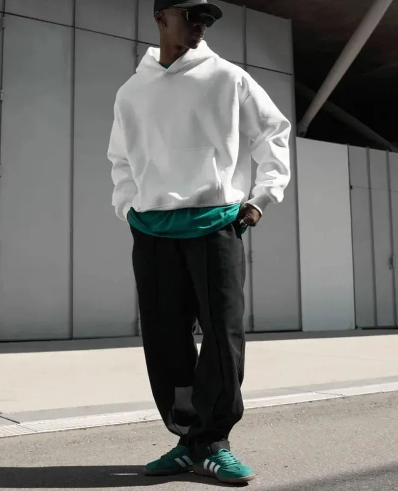 Men Oversized Solid Hoodie Streetwear Loose Pullover Hooded Sweatshirt Casual Hip Hop Basic Pocket Hoodies Women Daily Tracksuit NO RODENTS LUXURY
