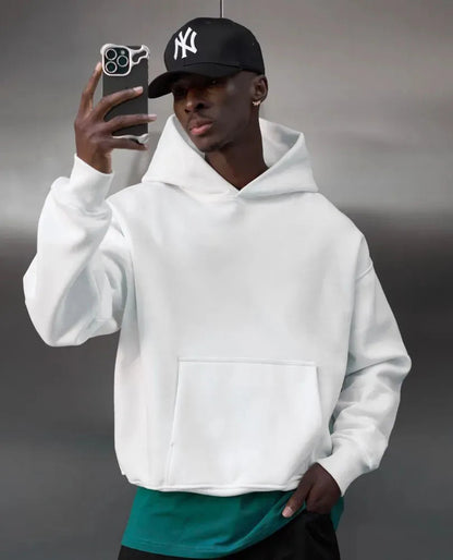 Men Oversized Solid Hoodie Streetwear Loose Pullover Hooded Sweatshirt Casual Hip Hop Basic Pocket Hoodies Women Daily Tracksuit NO RODENTS LUXURY