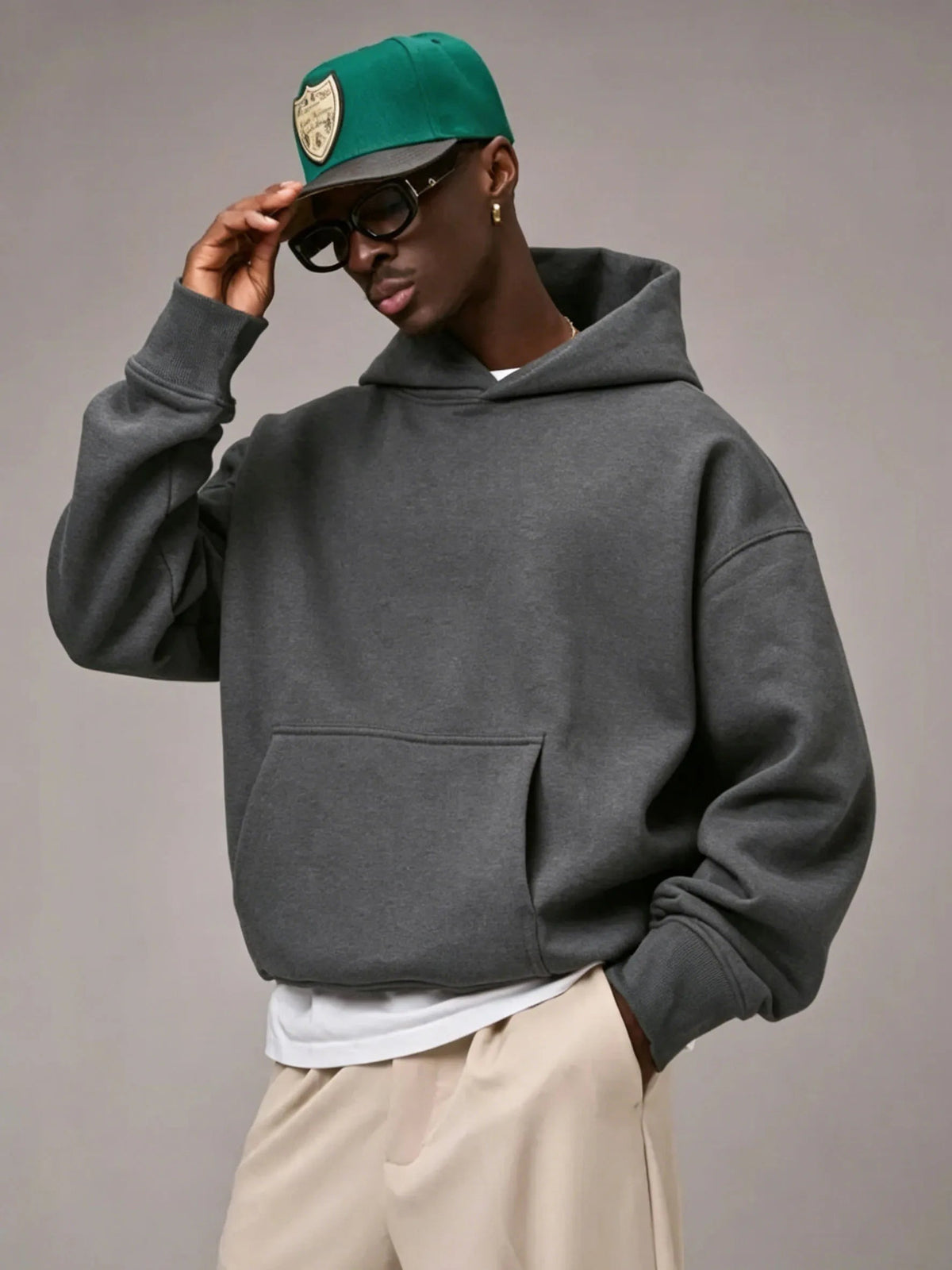 Men Oversized Solid Hoodie Streetwear Loose Pullover Hooded Sweatshirt Casual Hip Hop Basic Pocket Hoodies Women Daily Tracksuit NO RODENTS LUXURY