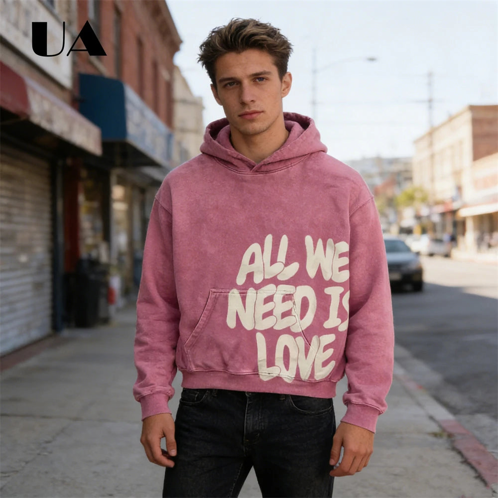 UA All We Need is Love New Hoodies for Men S-4XL Casual Street Wear Spring Autumn New Chic Outfit Hoodies Pullover NO RODENTS LUXURY