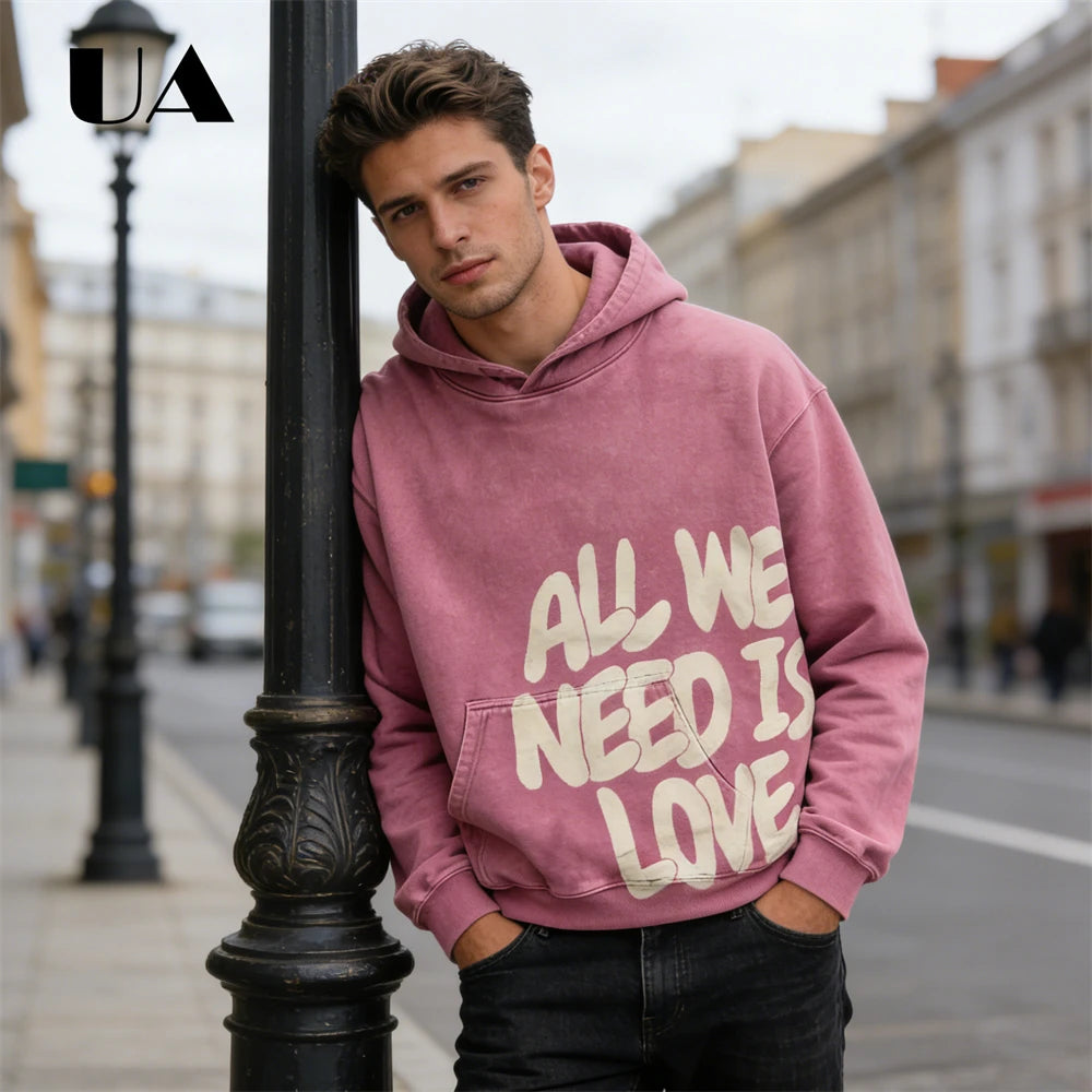 UA All We Need is Love New Hoodies for Men S-4XL Casual Street Wear Spring Autumn New Chic Outfit Hoodies Pullover NO RODENTS LUXURY