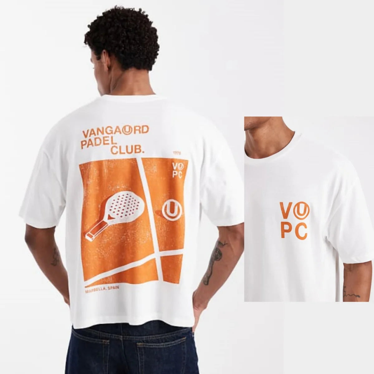 Oversized T-shirt with Padel Graphic in White High-end Luxury Unisex Style Both of Men and Women NO RODENTS LUXURY