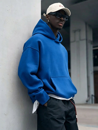 Men Oversized Solid Hoodie Streetwear Loose Pullover Hooded Sweatshirt Casual Hip Hop Basic Pocket Hoodies Women Daily Tracksuit NO RODENTS LUXURY