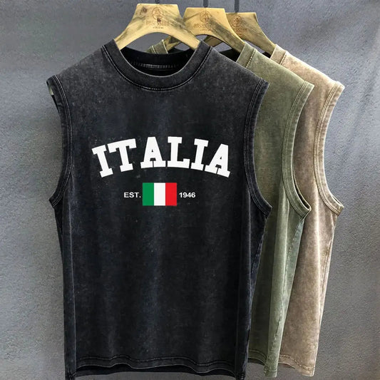 Oversized T Shirt for Men Vintage Wash Brazilian Graphic Print Tank Top Sleeveless Vest Woman Gym Y2k Clothes Streetwear Summer NO RODENTS LUXURY