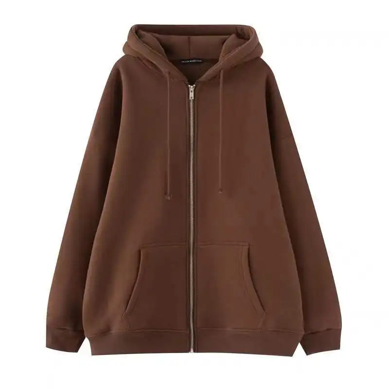 Oversized Hoodie Women Men  Thick Fleece Zip Up Sweatshirt Unisex Plain Color Loose Fit Casual Pullover M-5XL Cotton Loungewear NO RODENTS LUXURY