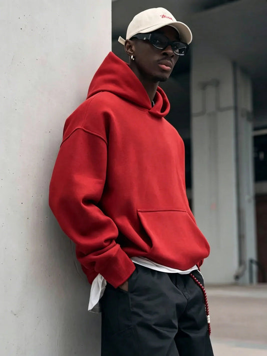 Men Oversized Solid Hoodie Streetwear Loose Pullover Hooded Sweatshirt Casual Hip Hop Basic Pocket Hoodies Women Daily Tracksuit NO RODENTS LUXURY