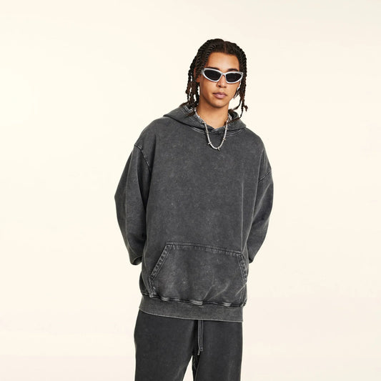 Oversized Pullover Hoodies for Men Wash Plush Cotton Hooded Sweatshirt Baggy Vintage Black Hoodies Unisex Distress Hoodie NO RODENTS LUXURY