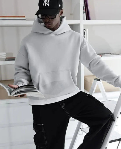 Men Oversized Solid Hoodie Streetwear Loose Pullover Hooded Sweatshirt Casual Hip Hop Basic Pocket Hoodies Women Daily Tracksuit NO RODENTS LUXURY