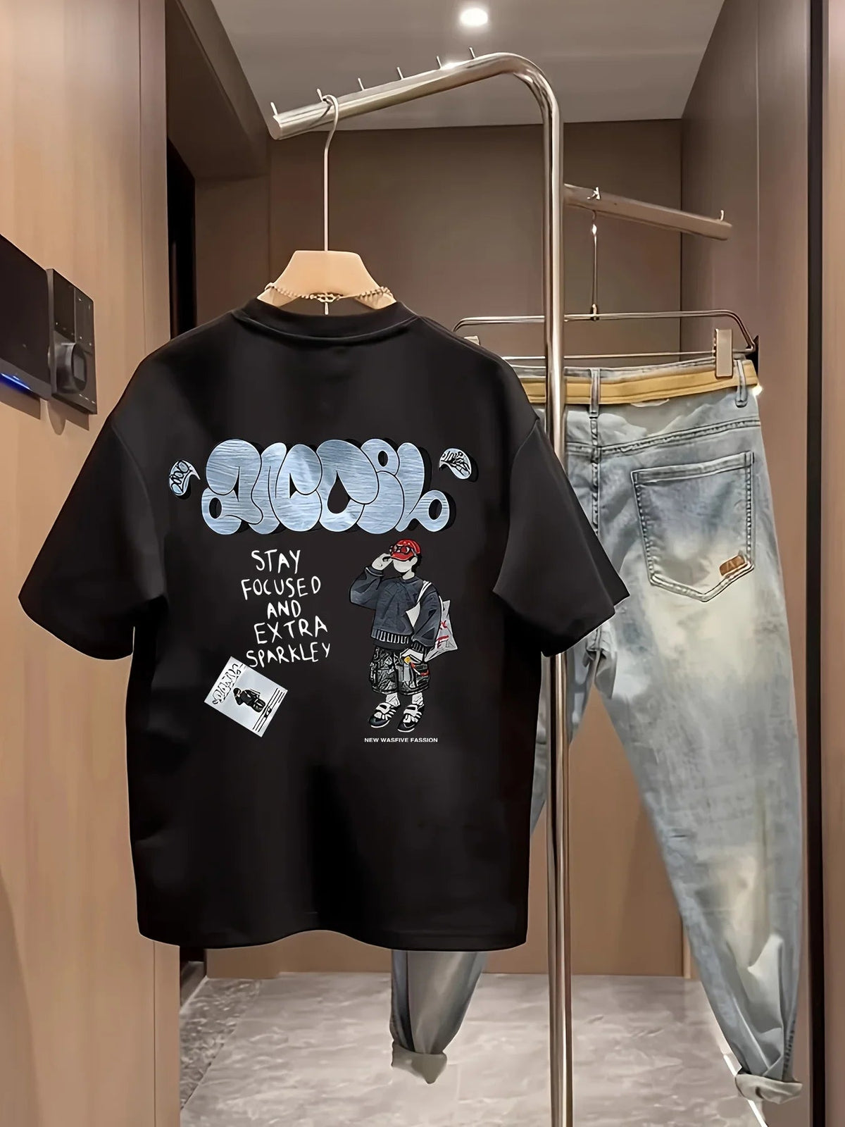 Men's Oversized T-shirt Streetwear Cartoon Boy Graphic Tees Casual Cotton Short Sleeve Tops Summer for Trendy Youth NO RODENTS LUXURY
