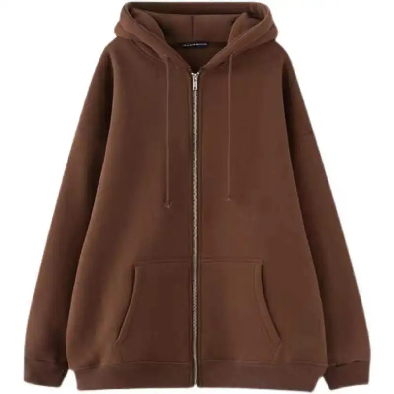 Oversized Hoodie Women Men  Thick Fleece Zip Up Sweatshirt Unisex Plain Color Loose Fit Casual Pullover M-5XL Cotton Loungewear NO RODENTS LUXURY