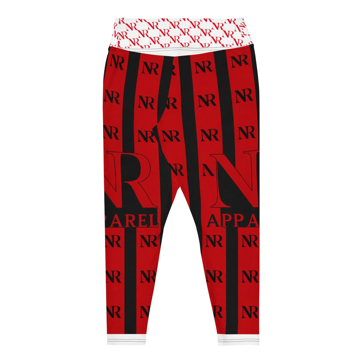 Plus size leggings with all-over print design on model