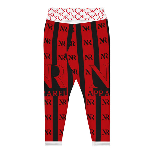 Plus size leggings with all-over print design on model