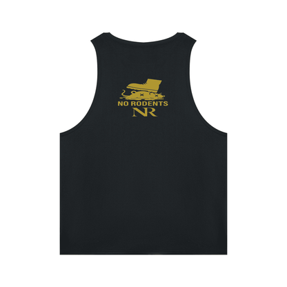 Men's NR Performance Tank Top in black, showing a close-up of the fabric texture.