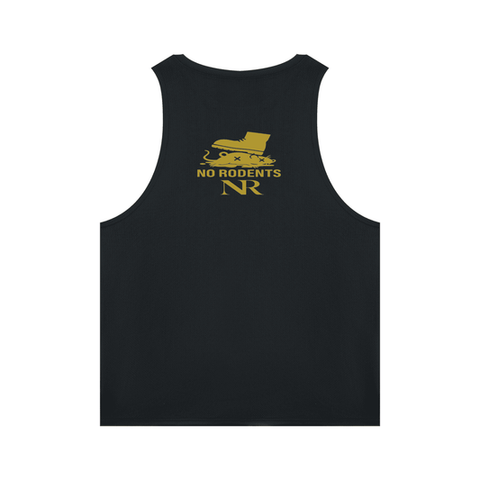Men's NR Performance Tank Top in black, showing a close-up of the fabric texture.