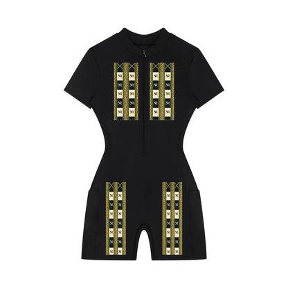 NR Women's Quarter-Zip Short Sleeve Romper ODMPOD