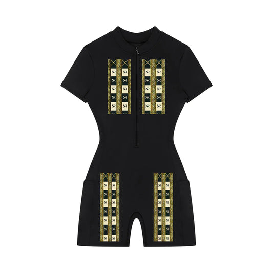 NR Women's Quarter-Zip Short Sleeve Romper ODMPOD