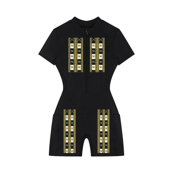 NR Women's Quarter-Zip Short Sleeve Romper ODMPOD
