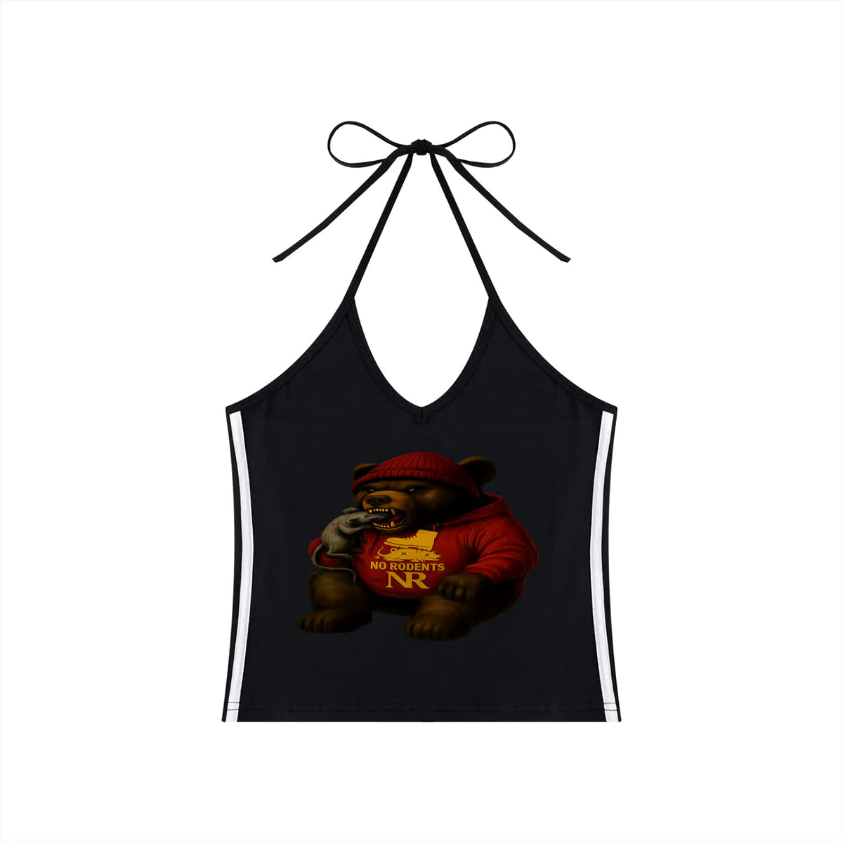 No Rodents, Women's Color Block Halter Crop Tank Top ODMPOD