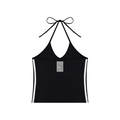 No Rodents, Women's Color Block Halter Crop Tank Top ODMPOD