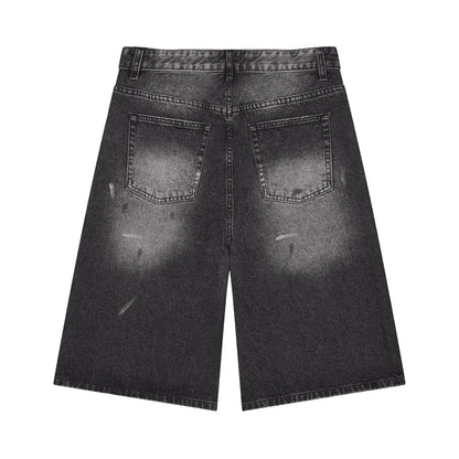 No Rodents Men’s Vintage Wash Wide Leg Denim Shorts ODMPOD